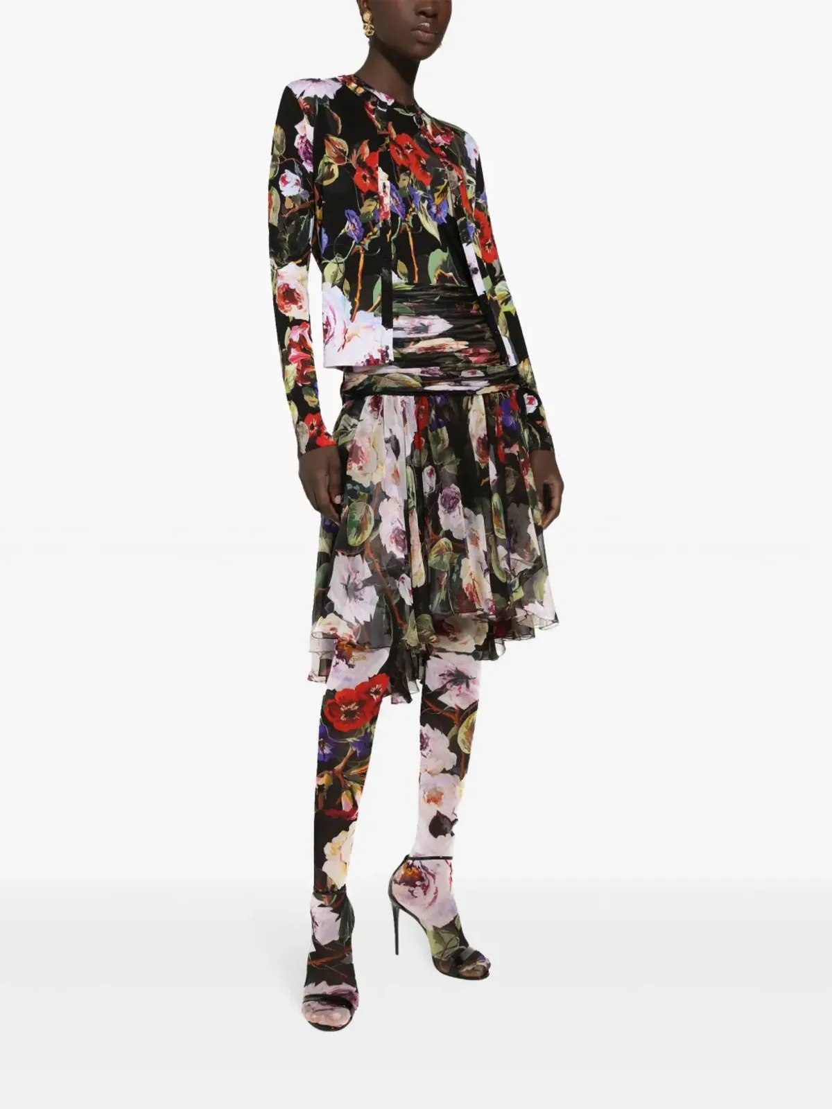 Dolce & Gabbana フローラルプリント シルク タンクトップ ブラック - 画像2