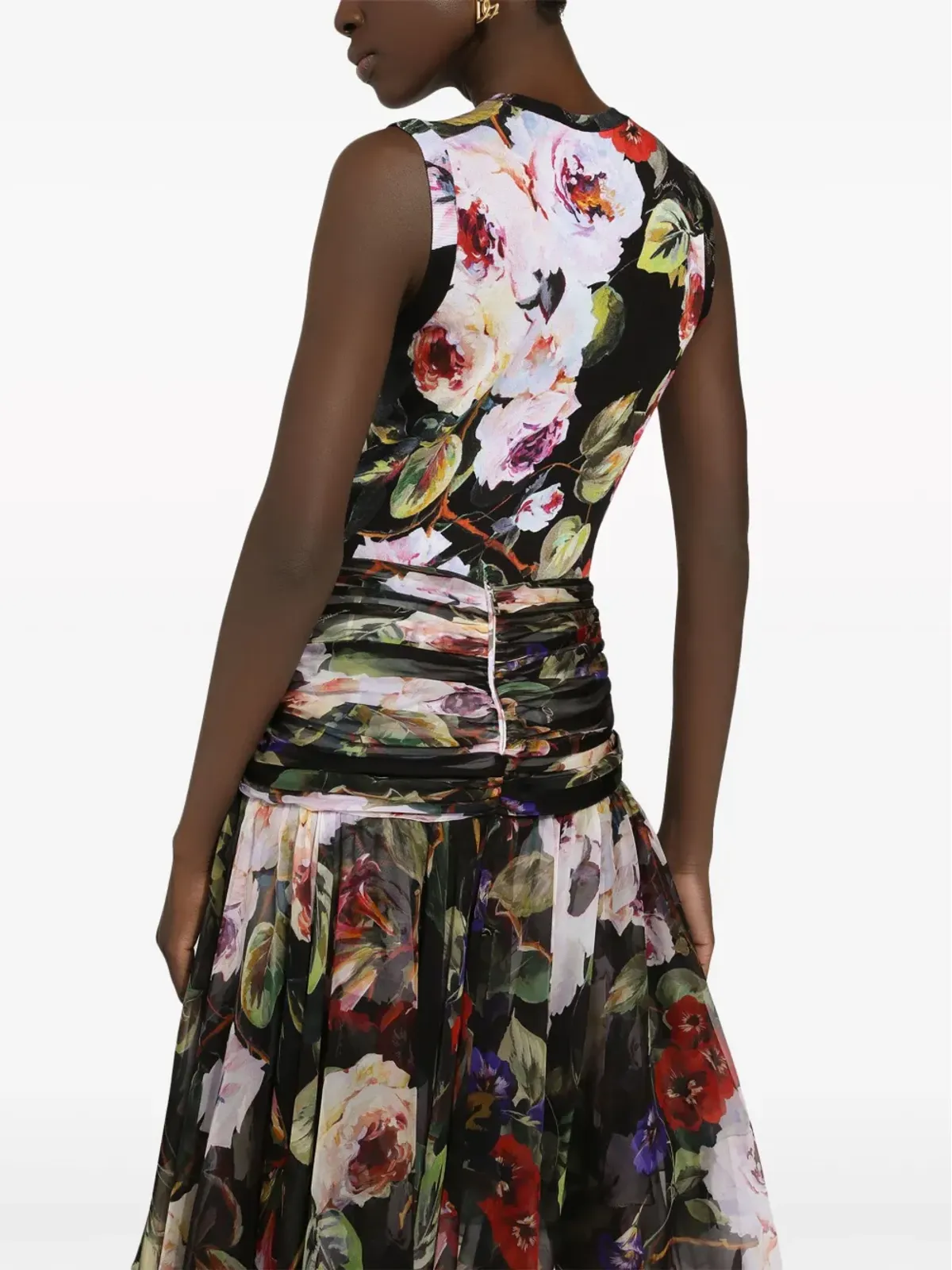 Dolce & Gabbana フローラルプリント シルク タンクトップ ブラック - 画像4