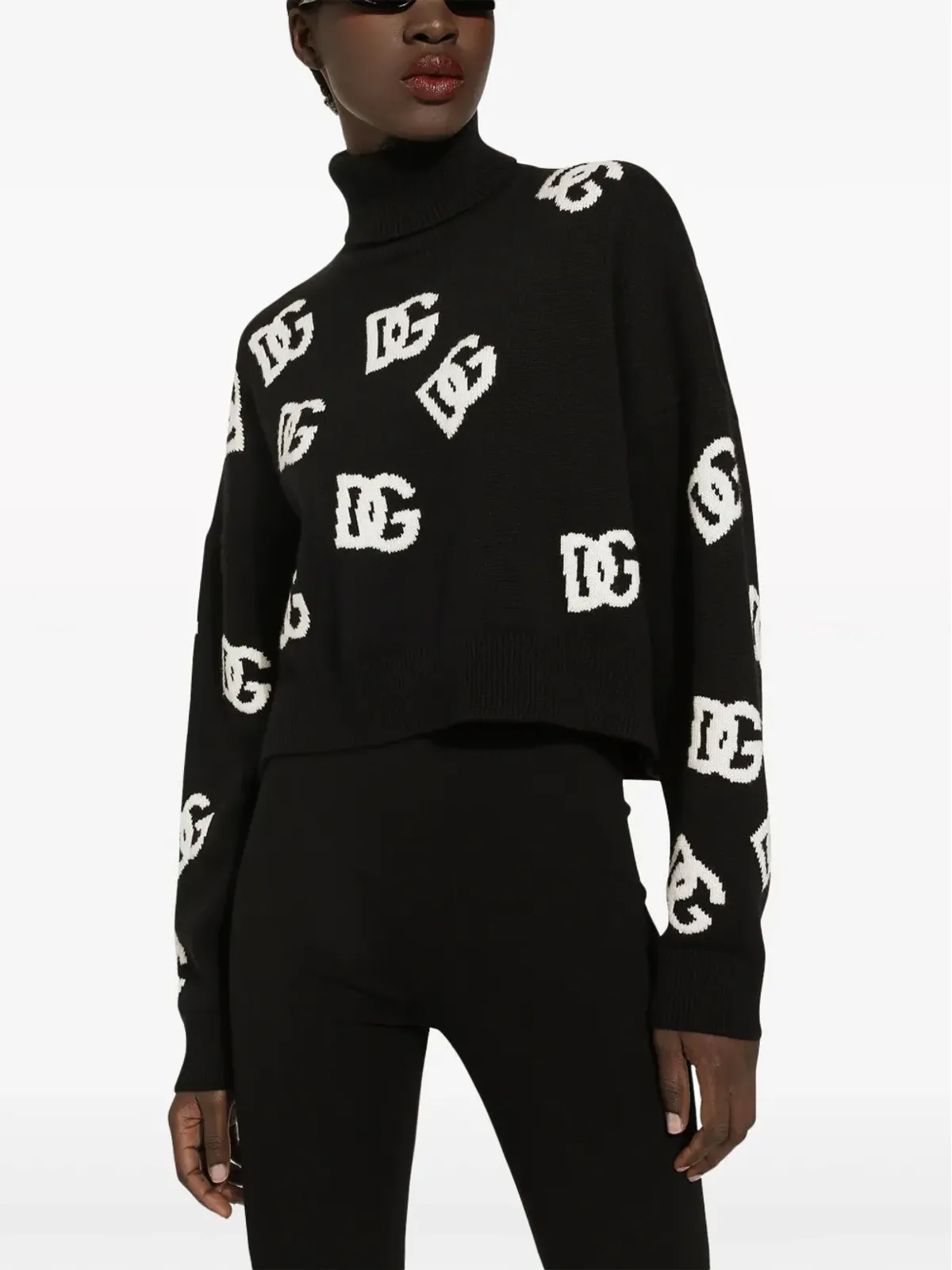 Dolce & Gabbana インターシャ編みロゴ ヴァージンウール ニットセーター - ブラック - 画像5