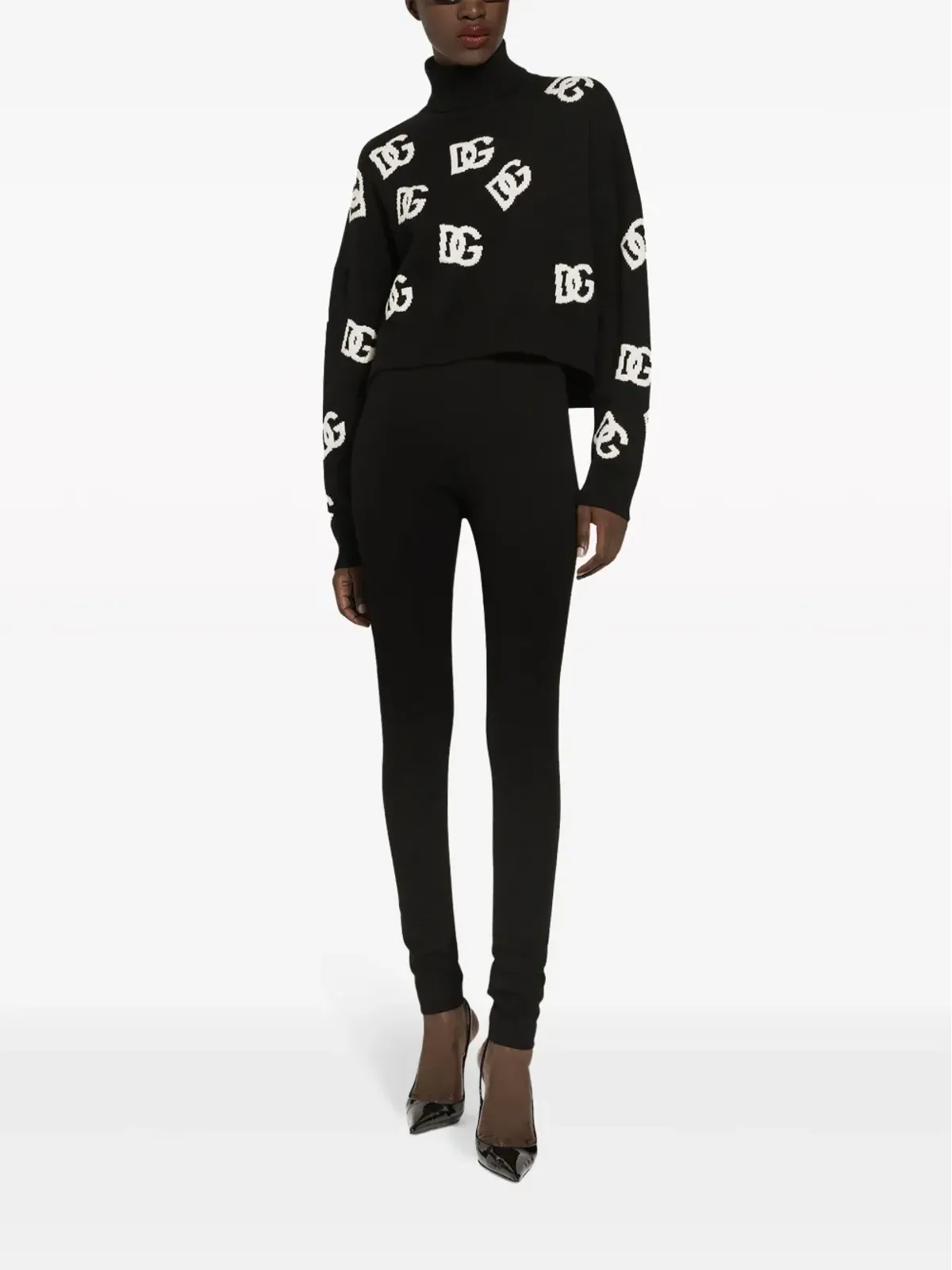 Dolce & Gabbana インターシャ編みロゴ ヴァージンウール ニットセーター - ブラック - 画像3