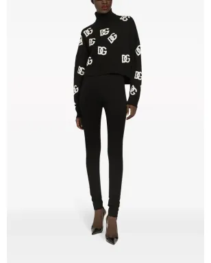 Dolce & Gabbana インターシャ編みロゴ ヴァージンウール ニットセーター - ブラック - サムネイル3