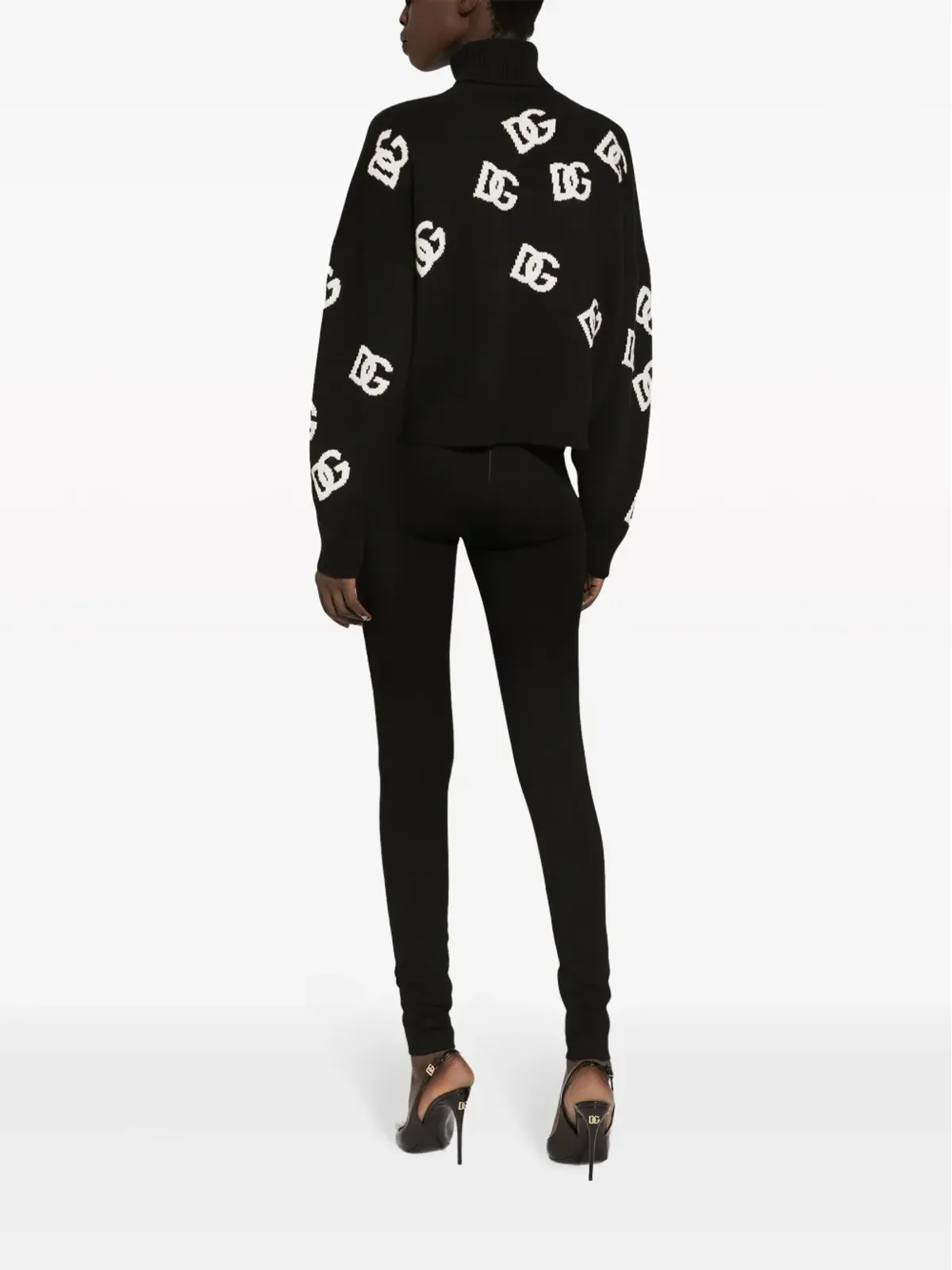 Dolce & Gabbana インターシャ編みロゴ ヴァージンウール ニットセーター - ブラック - 画像4