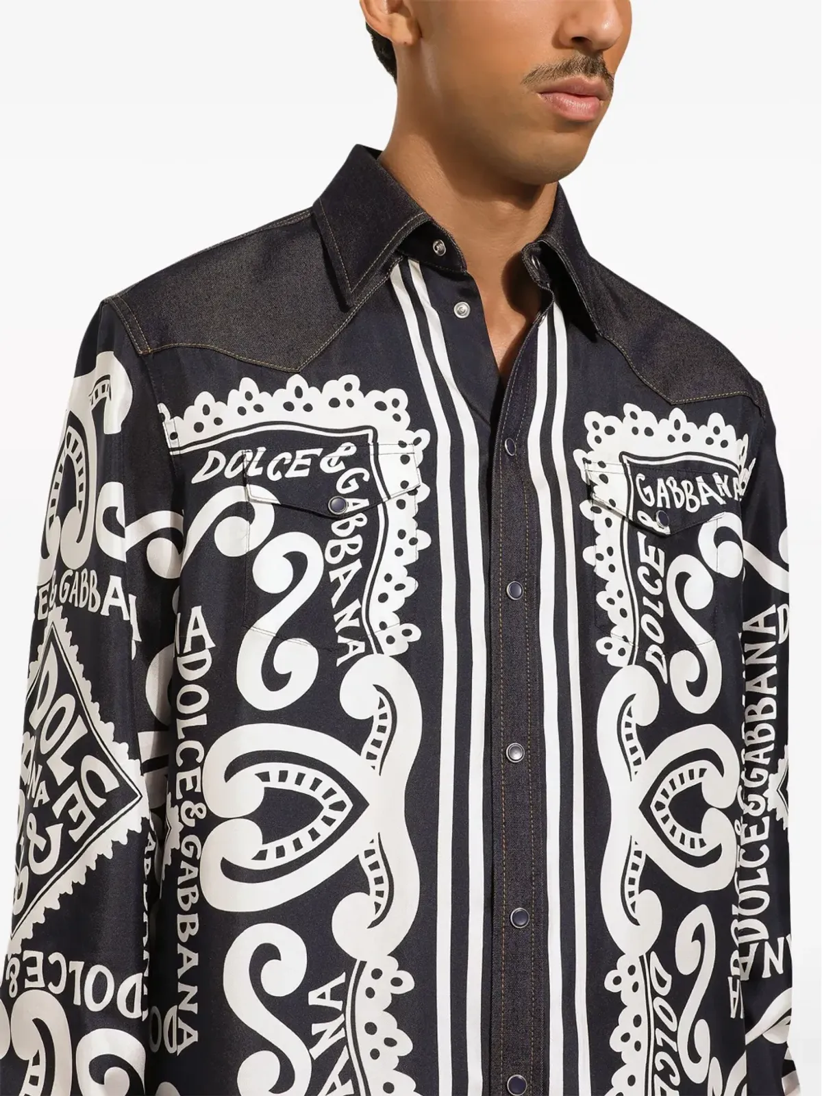 Dolce & Gabbana グラフィックプリント デニムトリム シャツ - 画像5