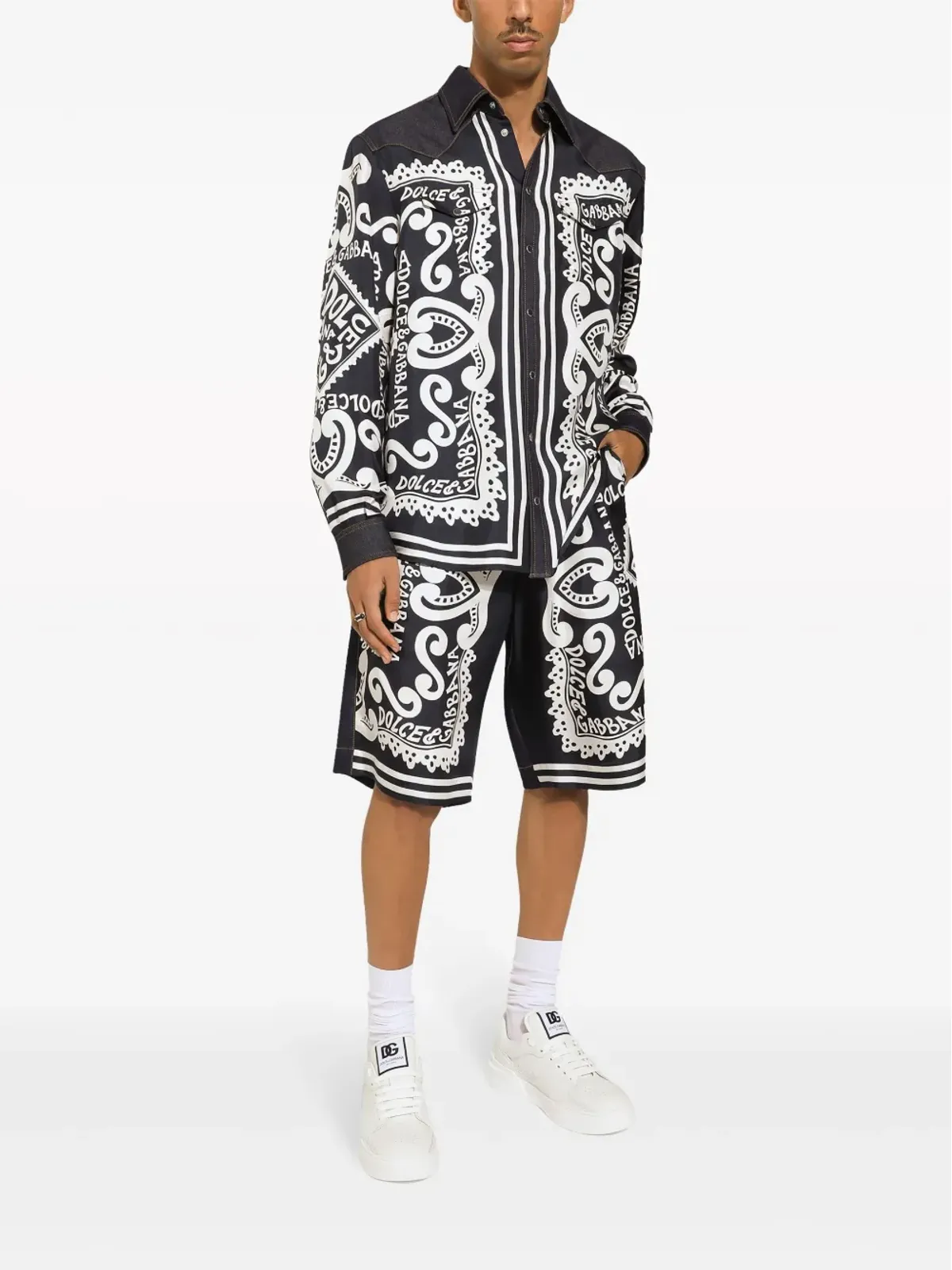 Dolce & Gabbana グラフィックプリント デニムトリム シャツ - 画像2