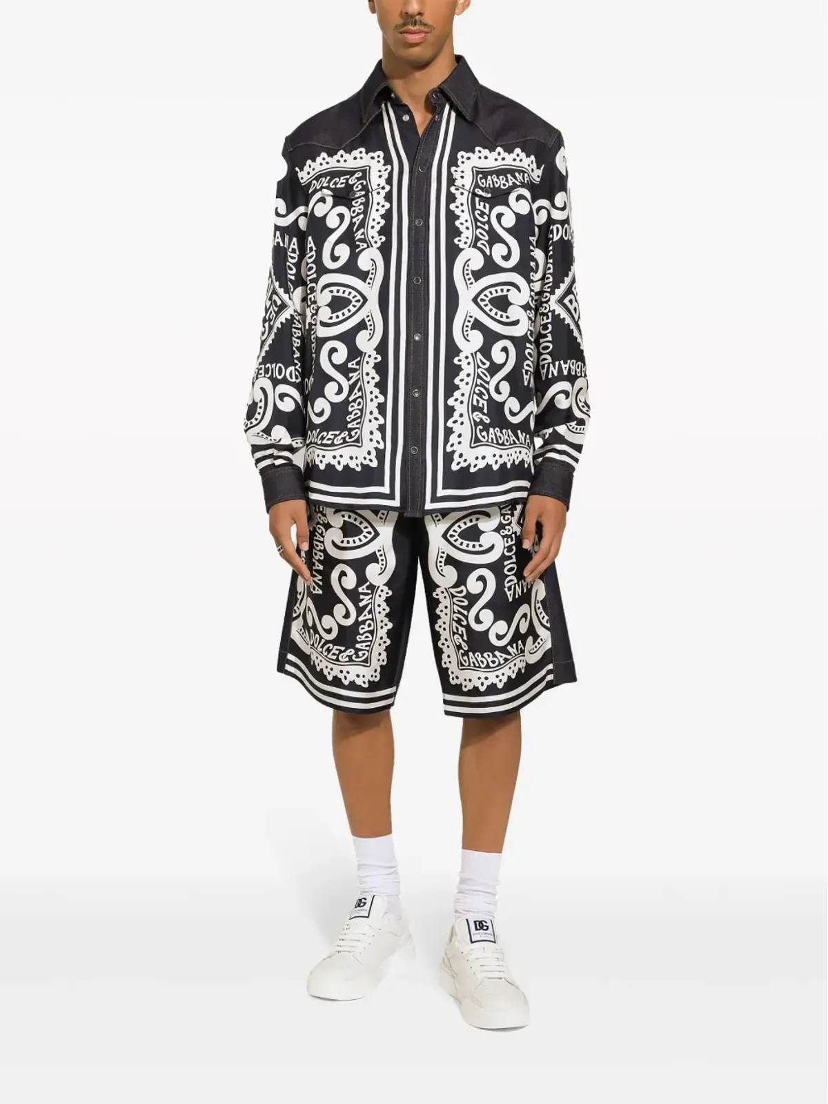 Dolce & Gabbana グラフィックプリント デニムトリム シャツ - 画像3