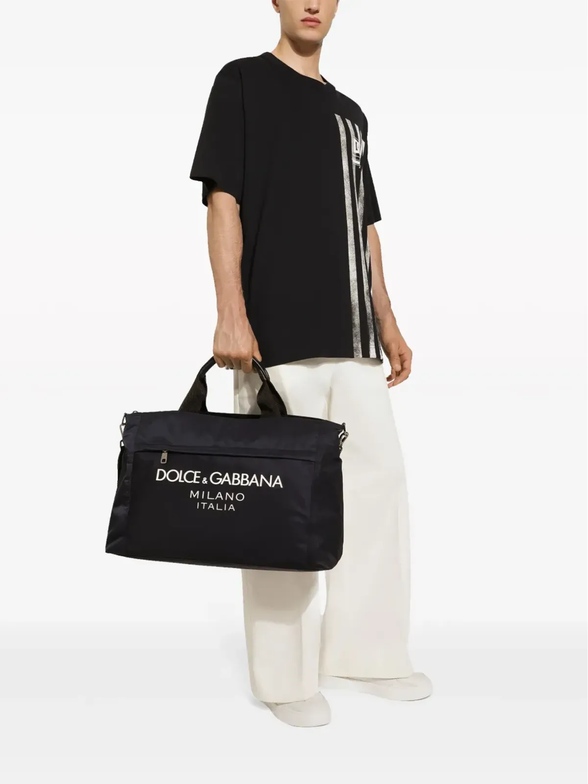 Dolce & Gabbana ストライププリントコットンTシャツ - ブルー - 画像5