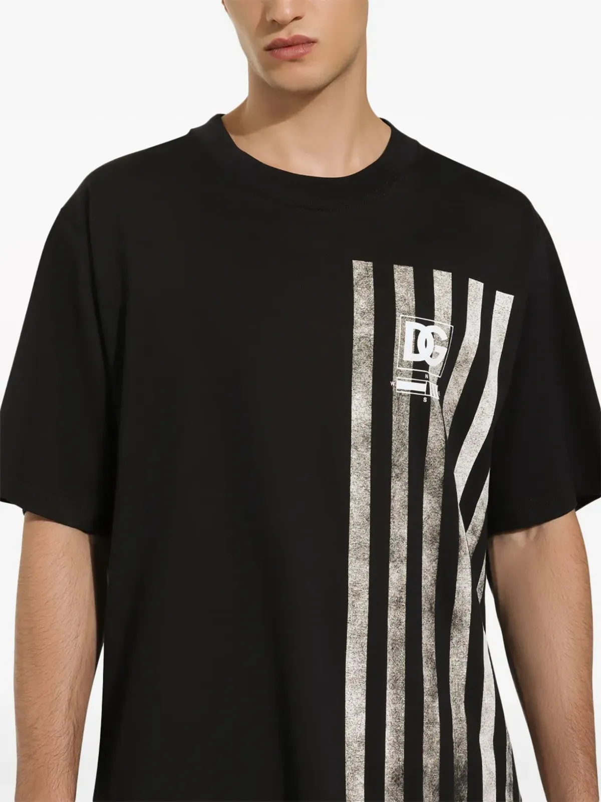 Dolce & Gabbana ストライププリントコットンTシャツ - ブルー - 画像4