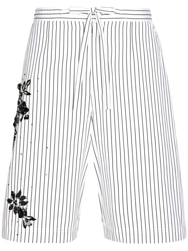 Dolce & Gabbana Dolce & Gabbana フローラルディテール×ストライプ ベルマショーツ - ホワイトの商品画像