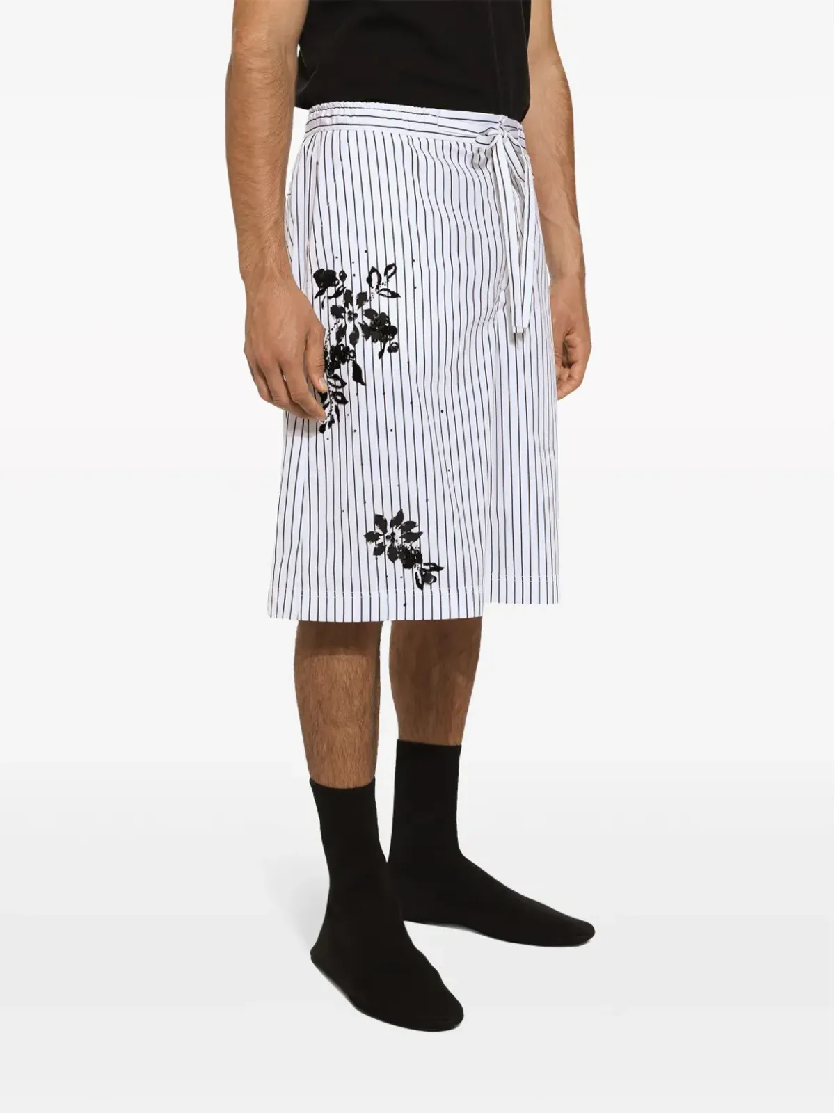 Dolce & Gabbana フローラルディテール×ストライプ ベルマショーツ - ホワイト - 画像5