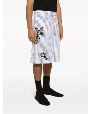 Dolce & Gabbana フローラルディテール×ストライプ ベルマショーツ - ホワイト - サムネイル5
