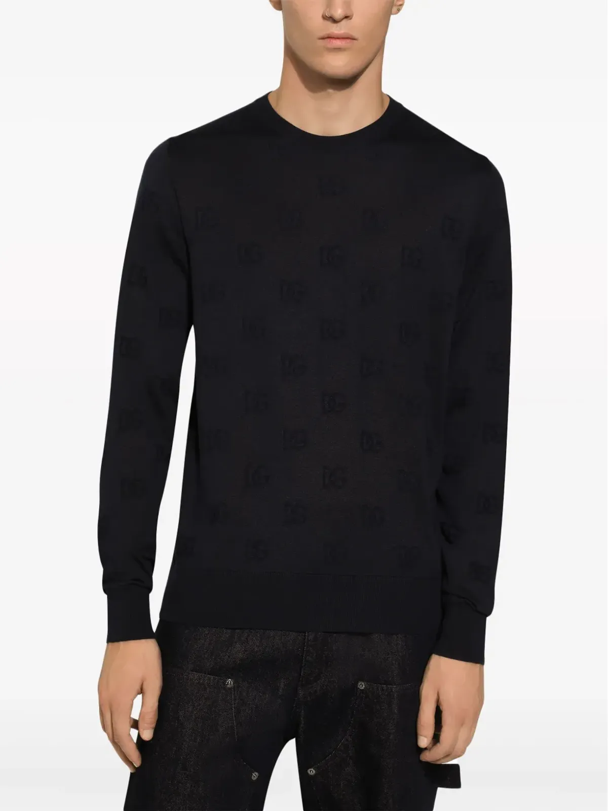 Dolce & Gabbana ロゴ入りインターシャニット シルクセーター - 画像5