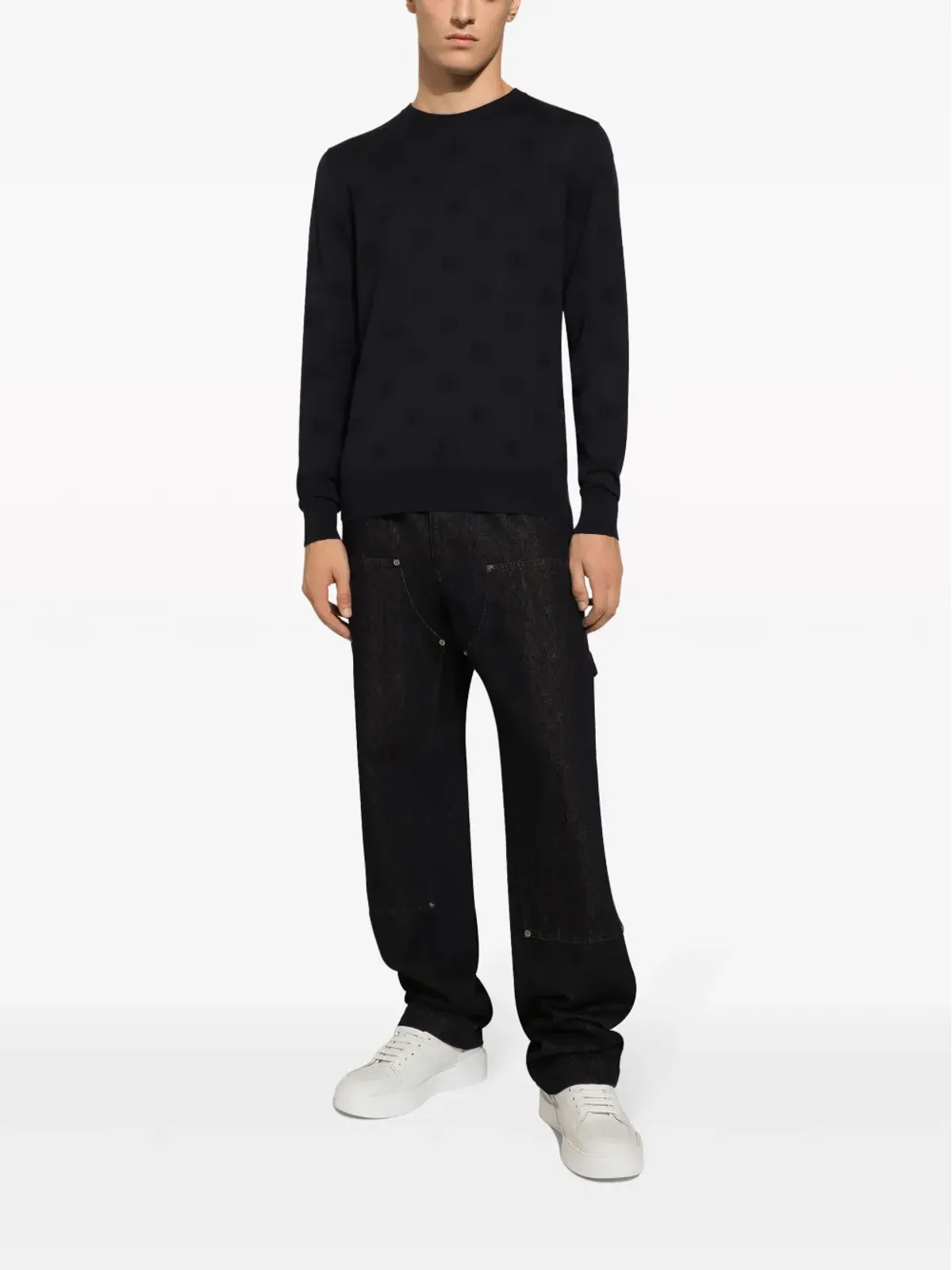 Dolce & Gabbana ロゴ入りインターシャニット シルクセーター - 画像2