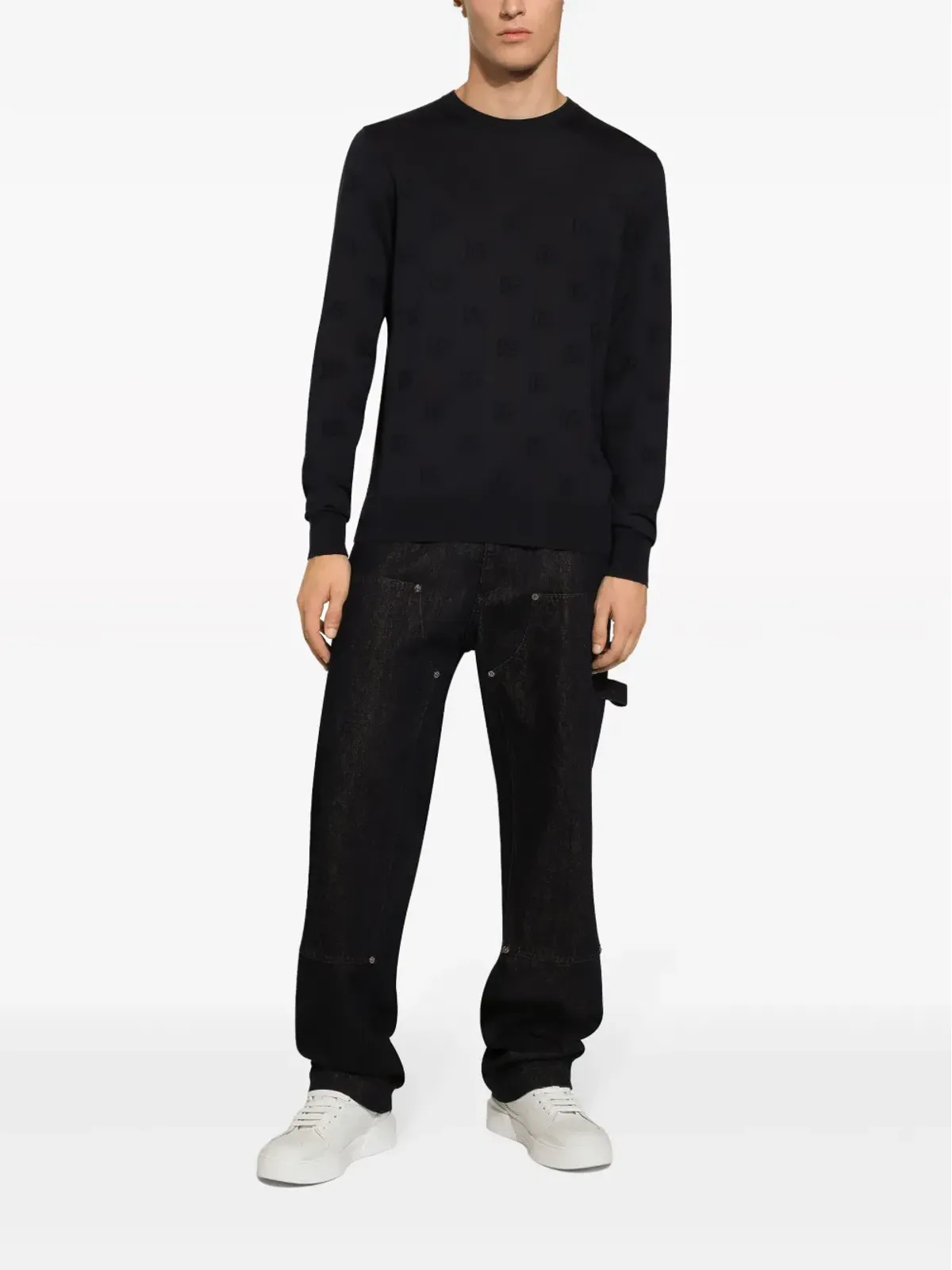 Dolce & Gabbana ロゴ入りインターシャニット シルクセーター - 画像3