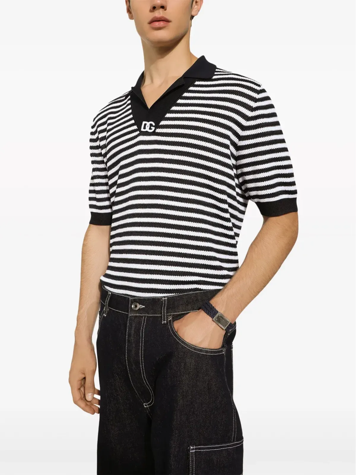 Dolce & Gabbana ストライプ柄ポロシャツ - ブルー - 画像5