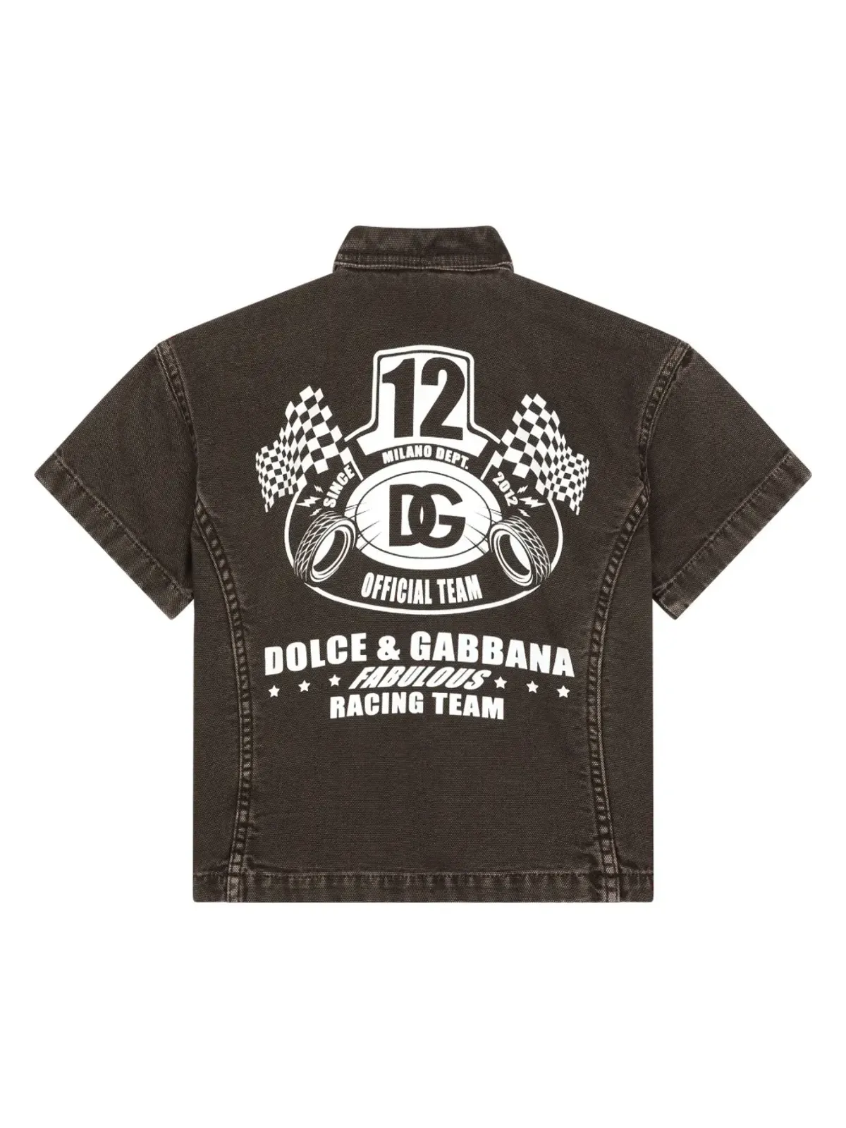 Dolce & Gabbana Kids ロゴプリント コットンシャツ ブラウン - 画像2