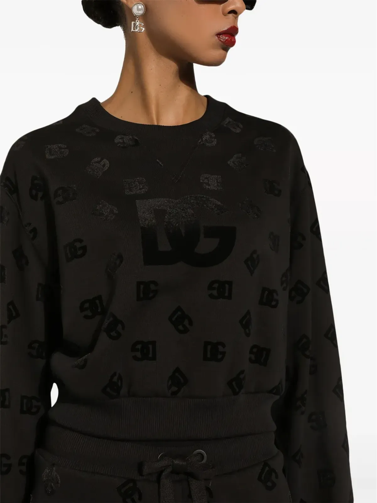 Dolce & Gabbana ロゴプリント コットン スウェットシャツ - ブラック - 画像5