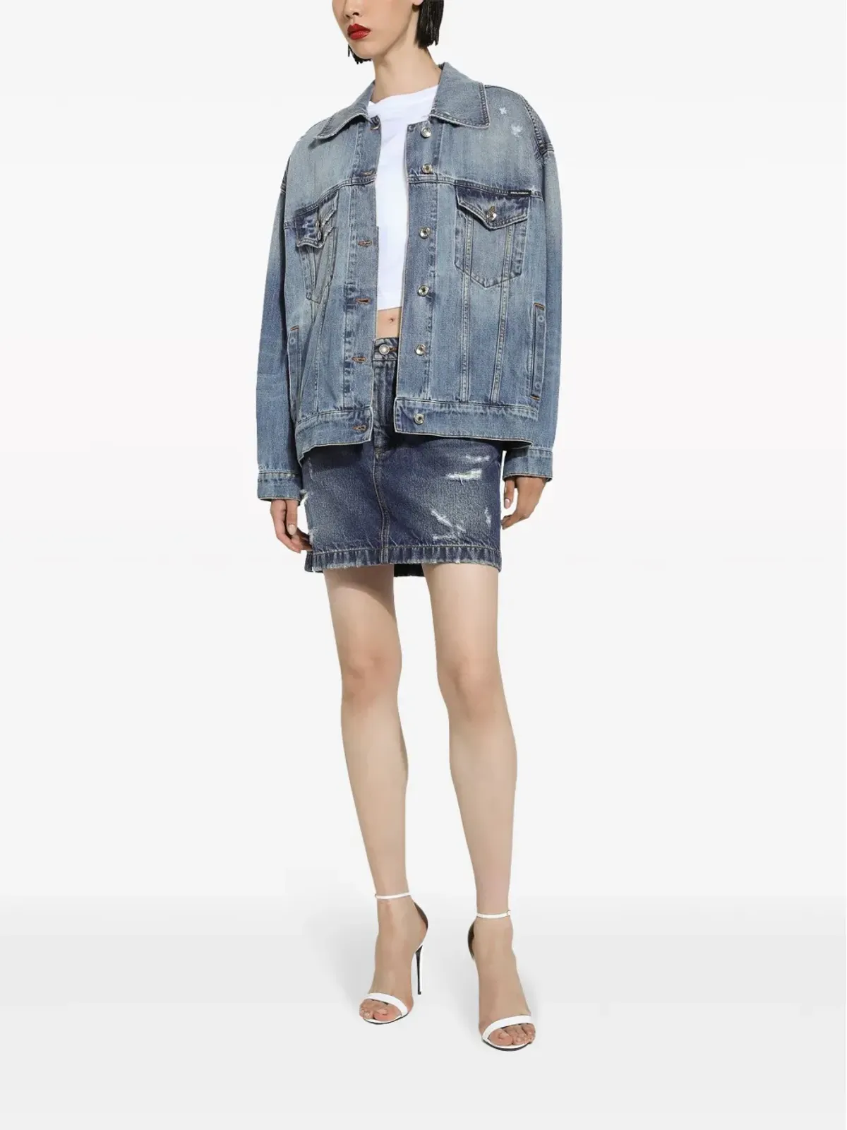 Dolce & Gabbana ロゴパッチ コットンデニムジャケット - ブルー - 画像3