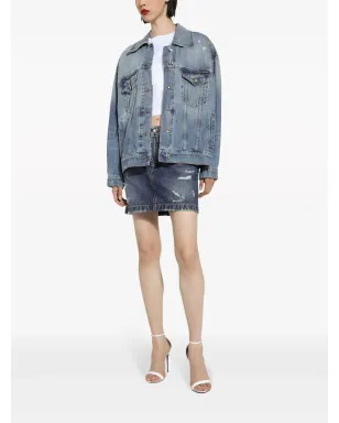 Dolce & Gabbana ロゴパッチ コットンデニムジャケット - ブルー - サムネイル3