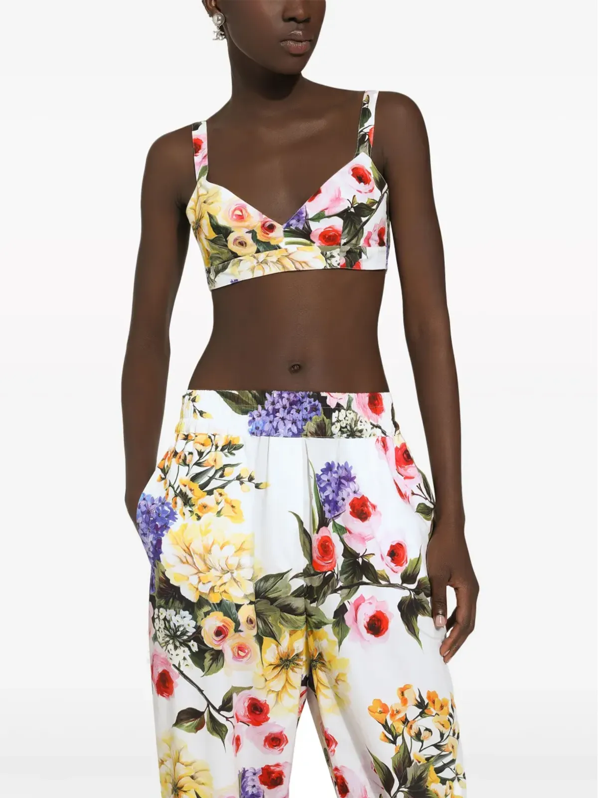 Dolce & Gabbana フローラルプリント コットン クロップトップ - イエロー - 画像2