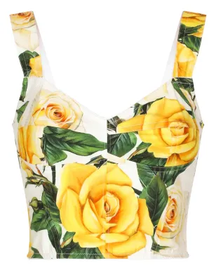 Dolce & Gabbana ローズプリント コルセットトップ - ホワイト - サムネイル1