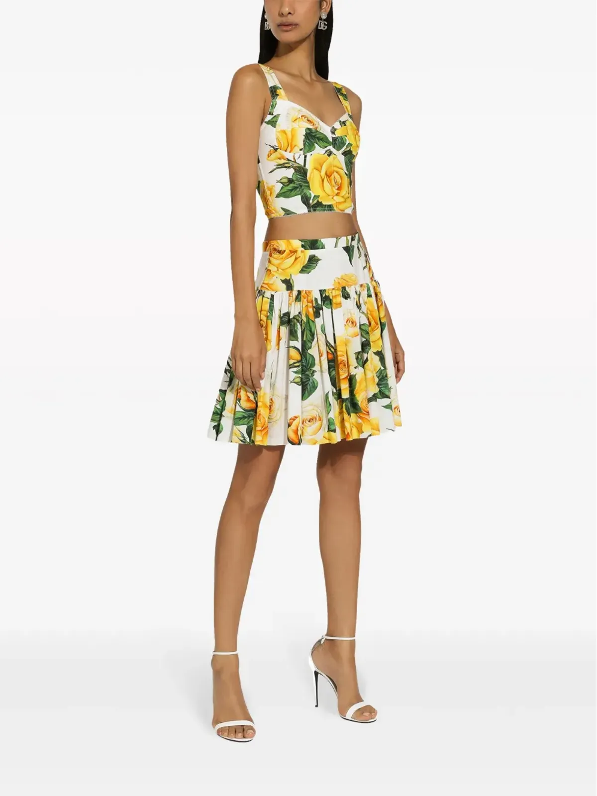Dolce & Gabbana ローズプリント コルセットトップ - ホワイト - 画像2