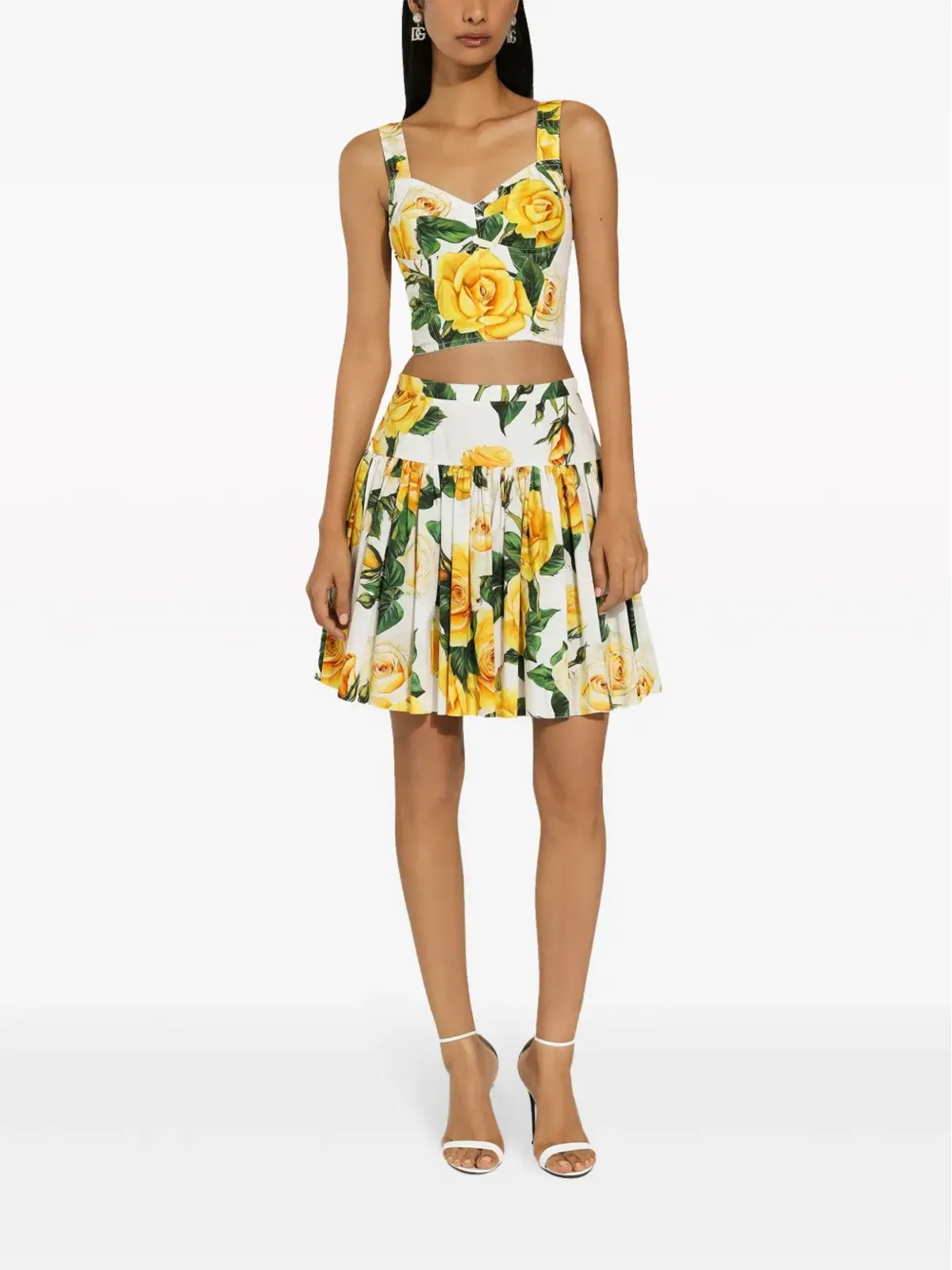 Dolce & Gabbana ローズプリント コルセットトップ - ホワイト - 画像3