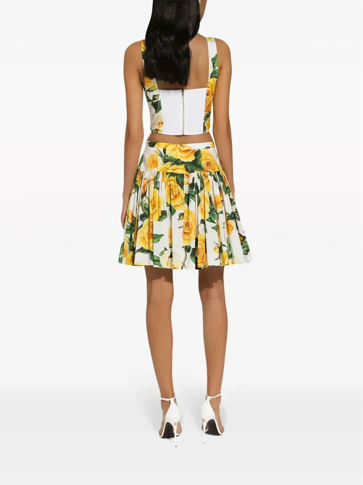 Dolce & Gabbana ローズプリント コルセットトップ - ホワイト - 画像4