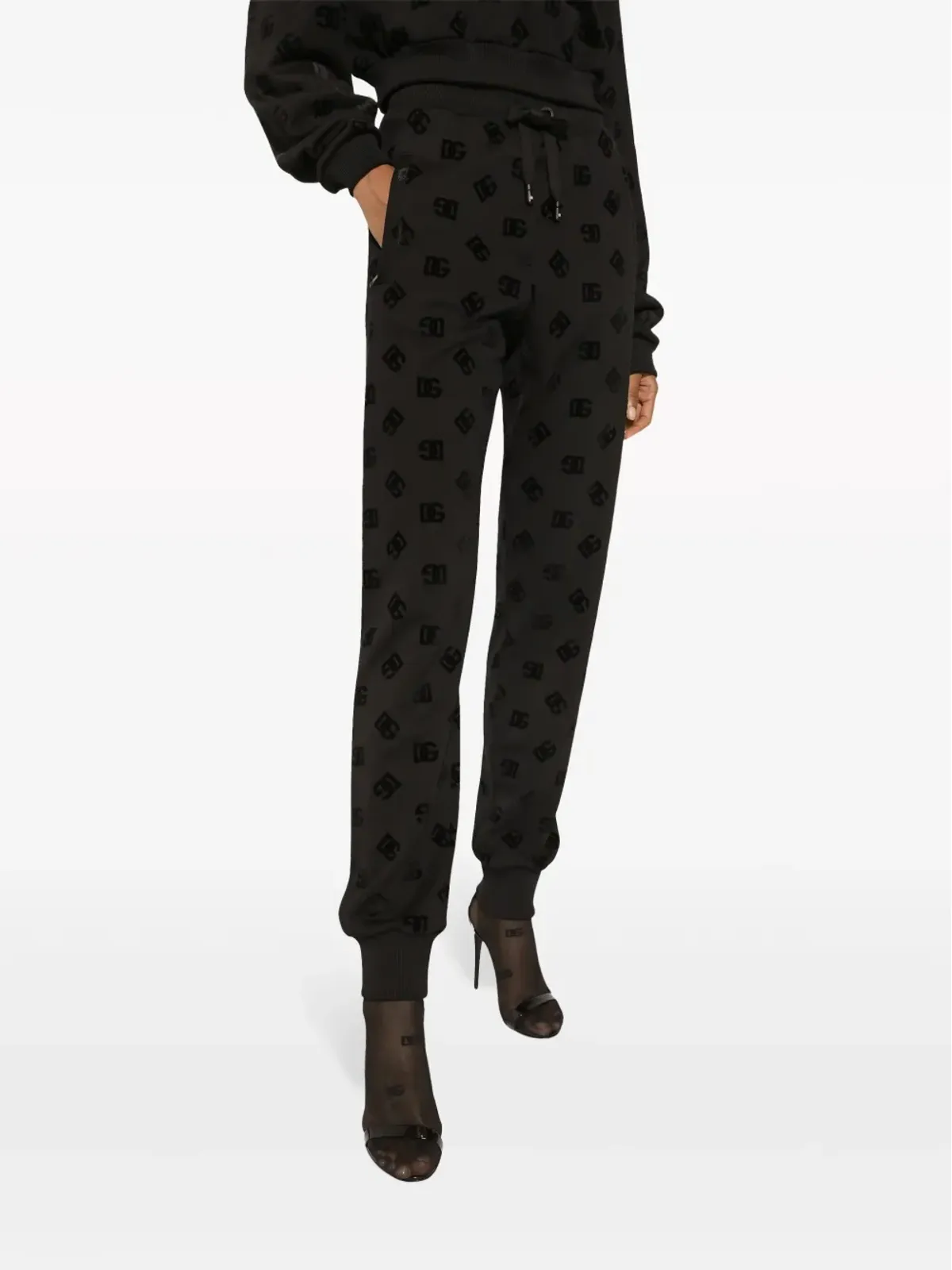 Dolce & Gabbana ロゴ入りフロックドコットン トラックパンツ - 画像5