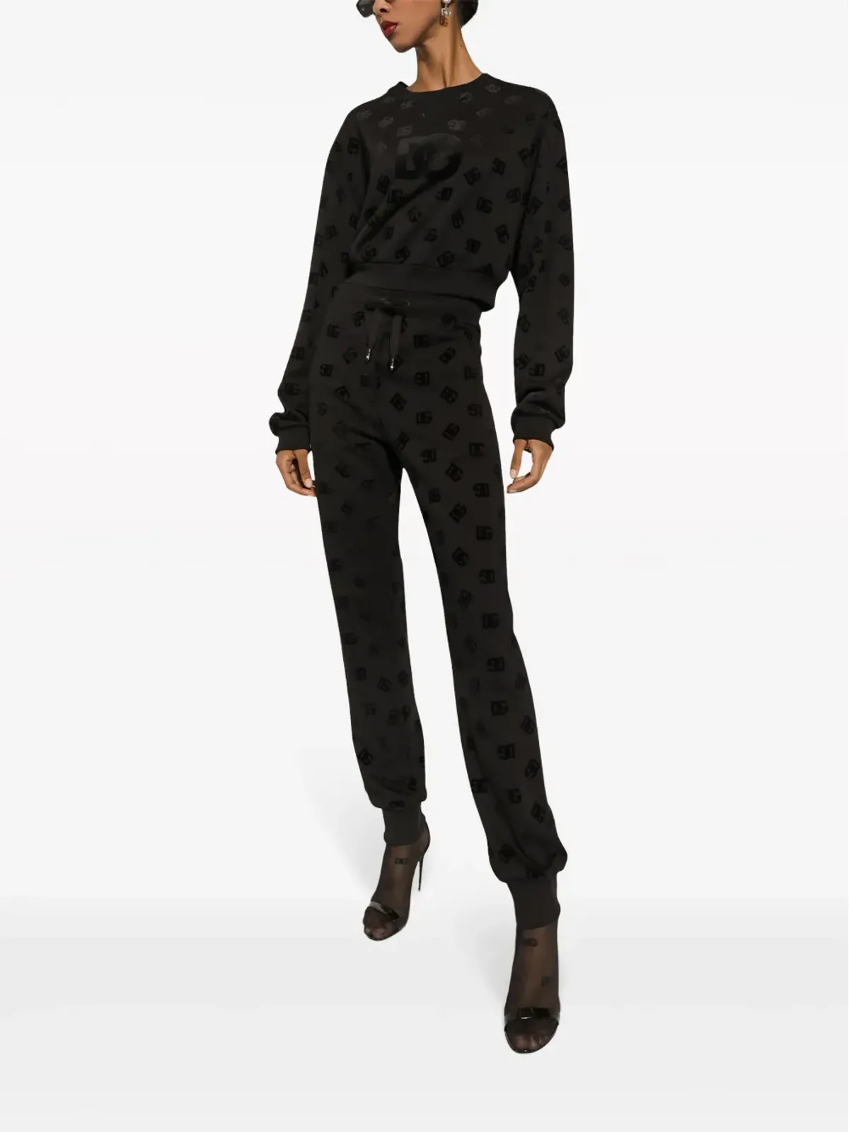 Dolce & Gabbana ロゴ入りフロックドコットン トラックパンツ - 画像2