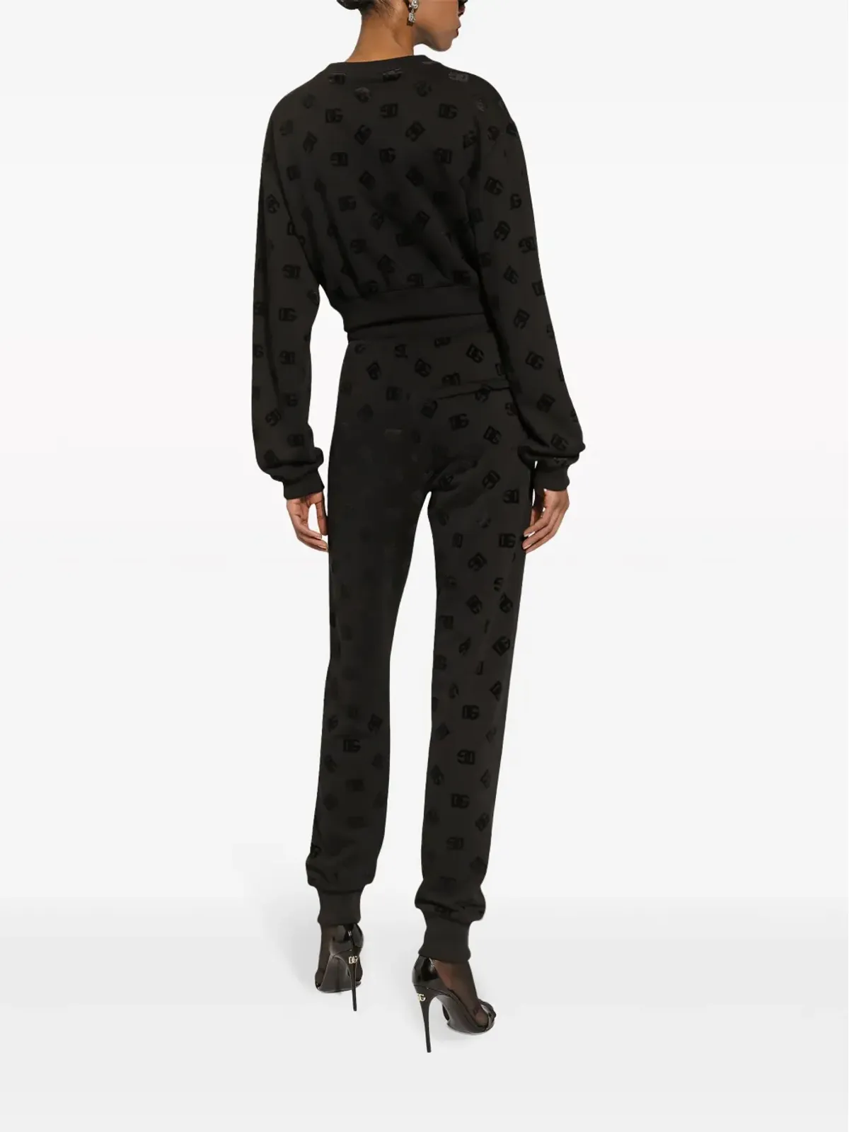 Dolce & Gabbana ロゴ入りフロックドコットン トラックパンツ - 画像4