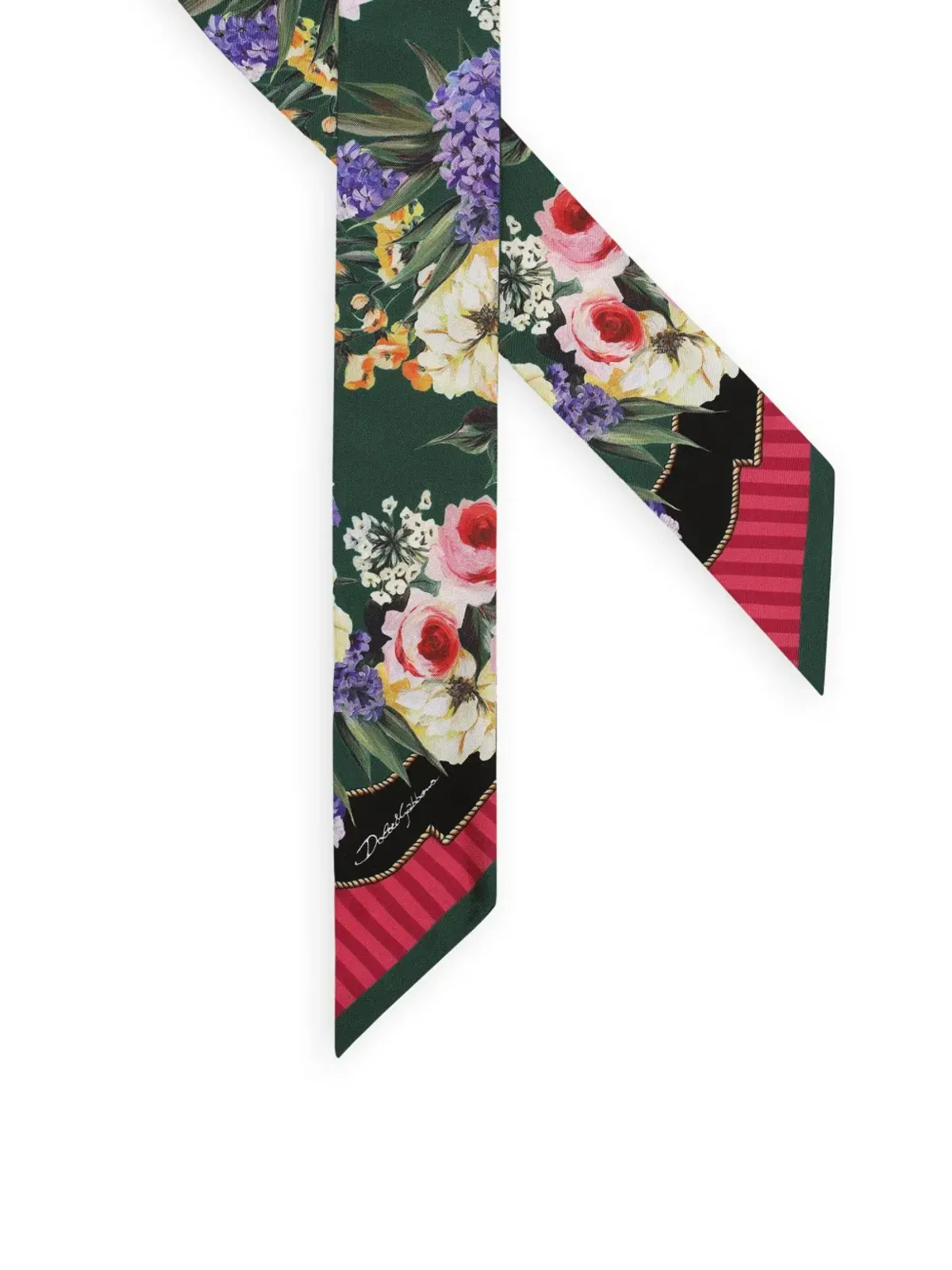 Dolce & Gabbana ガーデンプリント シルクスカーフ グリーン - 画像2