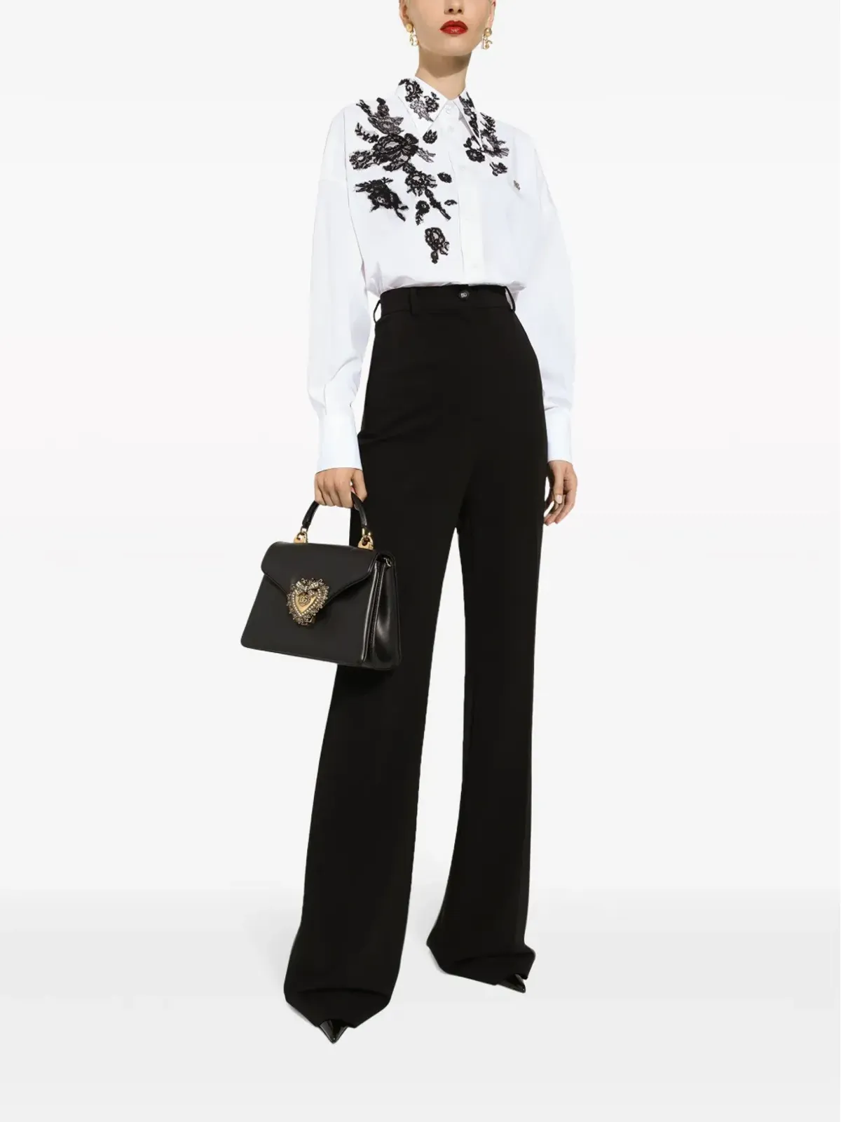 Dolce & Gabbana DNA ハイウエスト センタープレス入り フレアパンツ - ブラック - 画像2