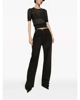 Dolce & Gabbana モノグラムジャカード ラウンドネック トップ - ブラック - サムネイル2