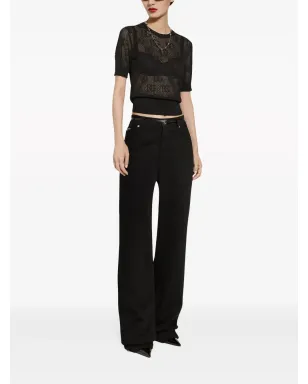 Dolce & Gabbana モノグラムジャカード ラウンドネック トップ - ブラック - サムネイル3