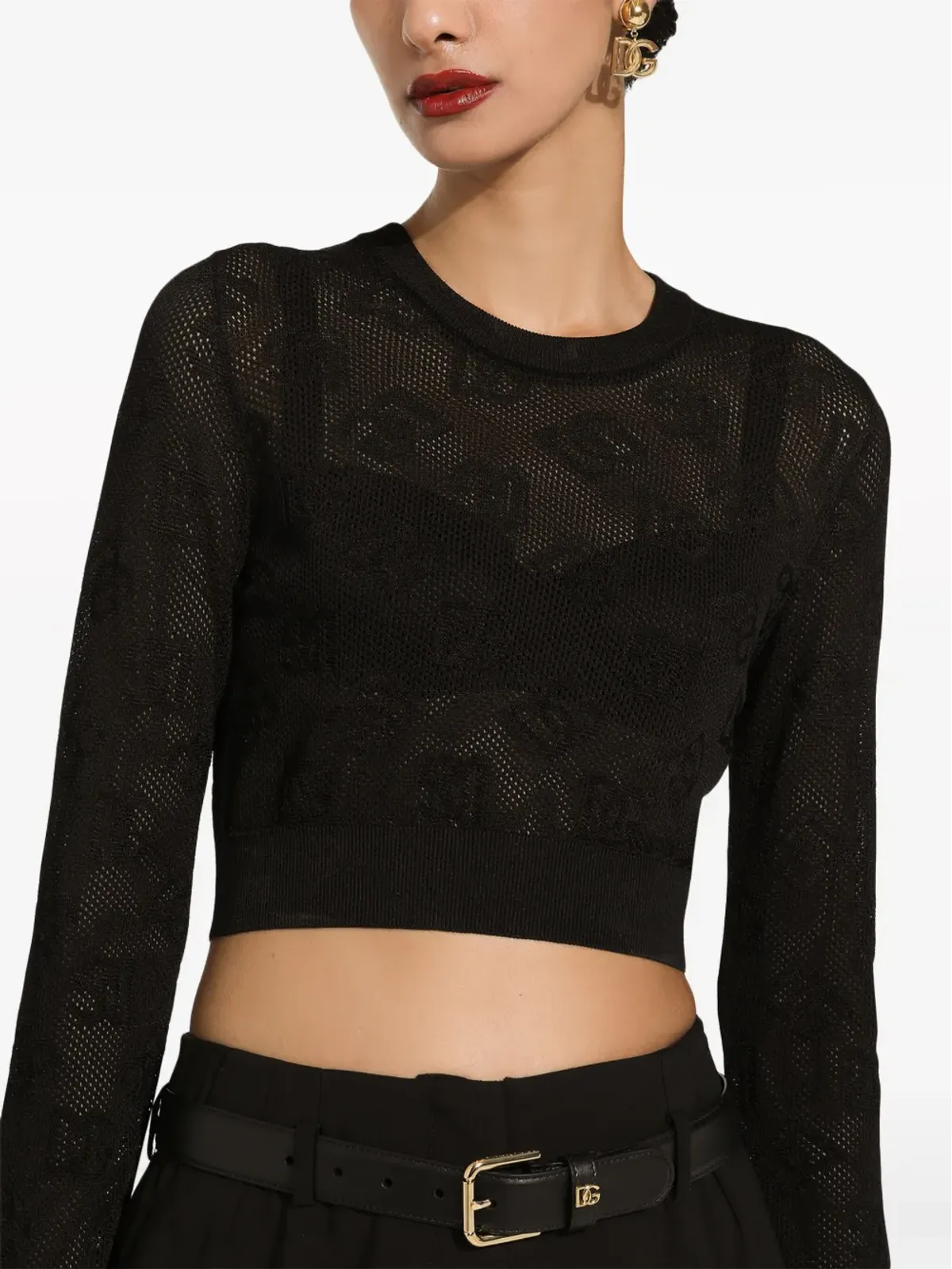 Dolce & Gabbana monogram open-knit crop top - 画像5