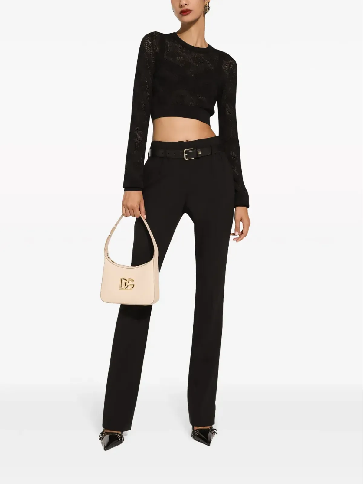Dolce & Gabbana monogram open-knit crop top - 画像2