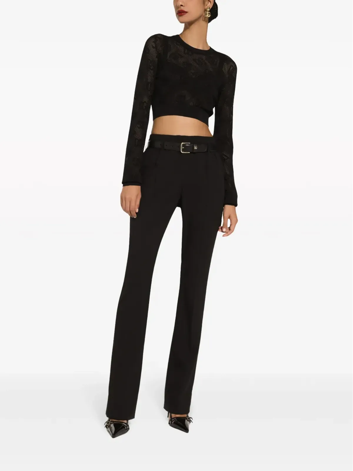 Dolce & Gabbana monogram open-knit crop top - 画像3