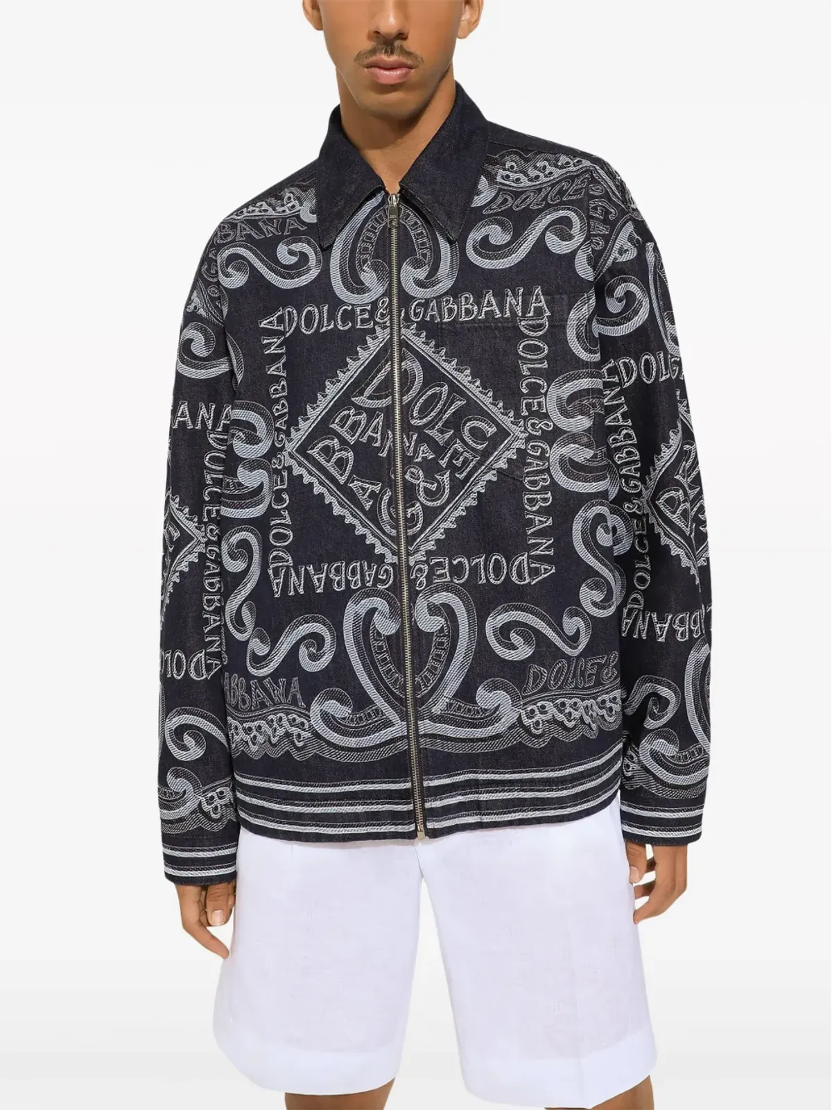 Dolce & Gabbana ロゴプリント コットン シャツジャケット - 画像5