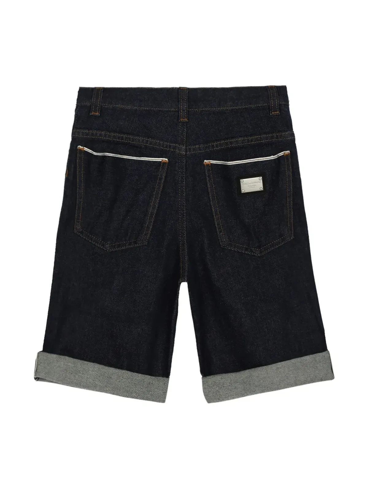 Dolce & Gabbana Kids ロゴパッチ付きデニムベルマショーツ - ブルー - 画像2