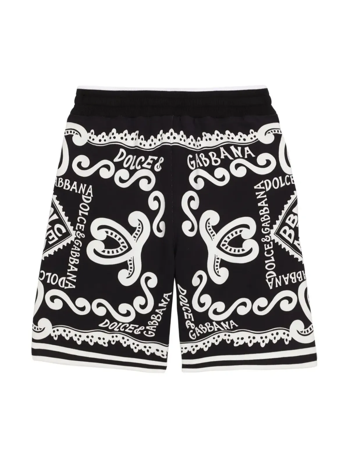 Dolce & Gabbana Kids マリーナ柄プリント ドローコードショーツ - 画像2