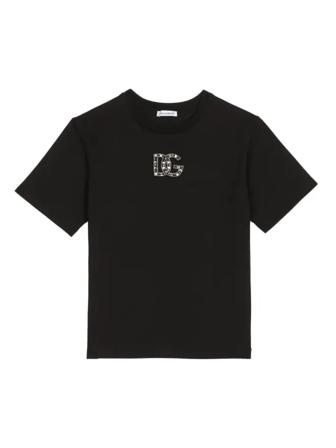 Dolce & Gabbana Kids Dolce & Gabbana Kids ビーズ付きコットンTシャツ ブラックの商品画像