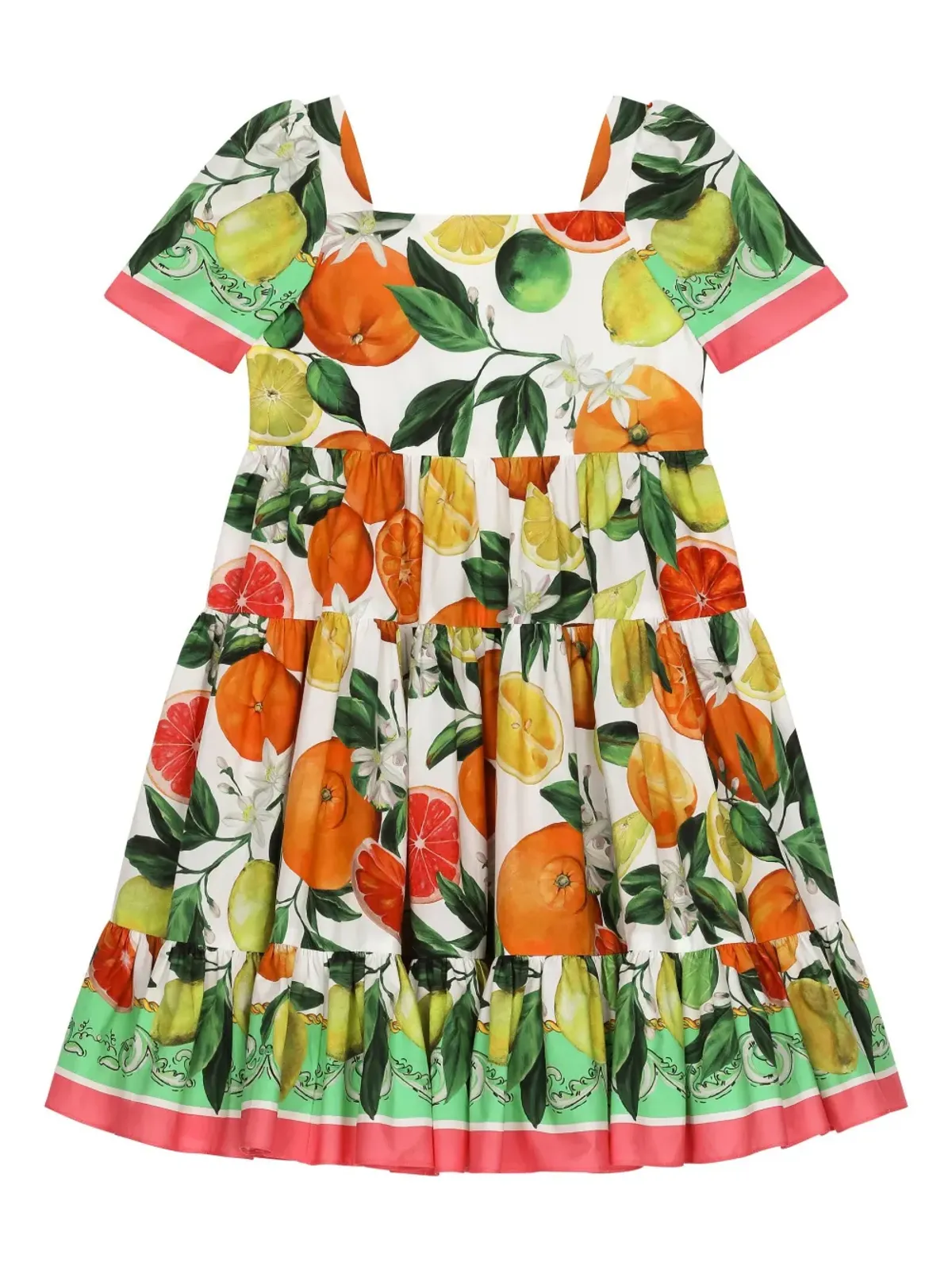 Dolce & Gabbana Kids レモン＆オレンジ柄 コットン ワンピース - 画像1