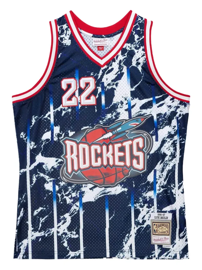 Mitchell & Ness Mitchell & Ness Clyde Drexler NBA Houston Rockets 1996 Marble柄ベスト - ブルーの商品画像
