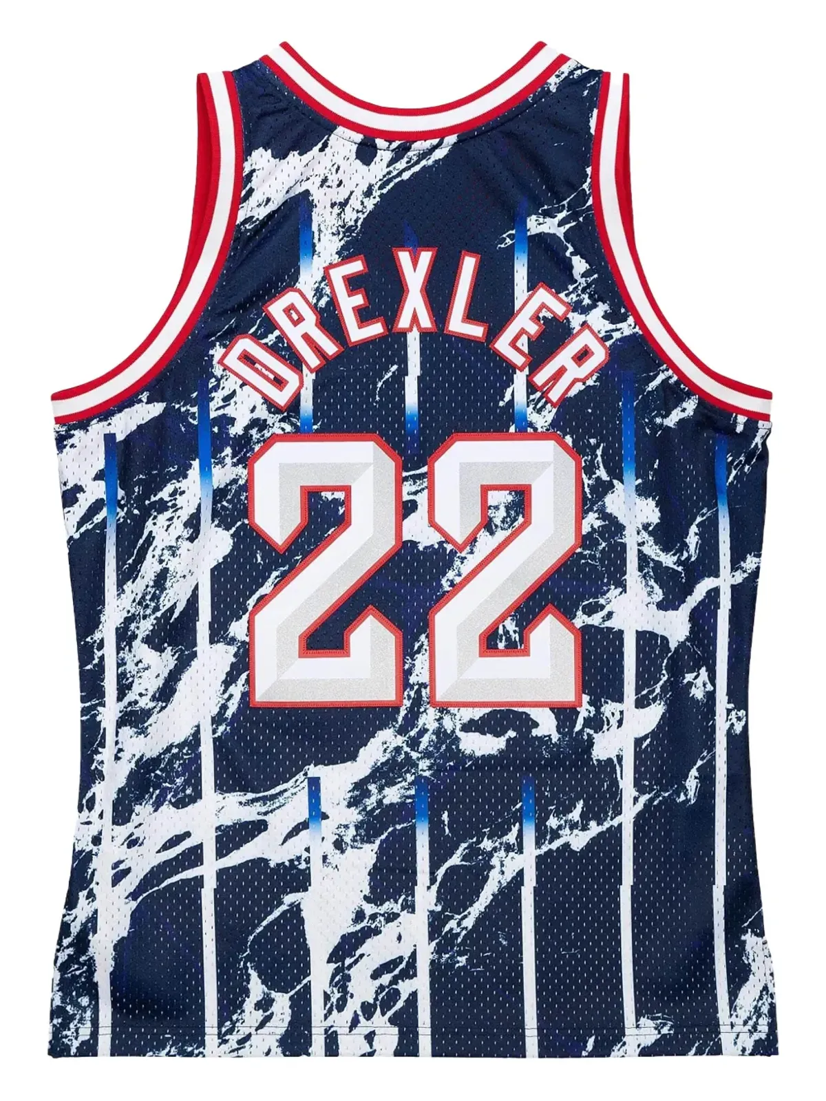 Mitchell & Ness Clyde Drexler NBA Houston Rockets 1996 Marble柄ベスト - ブルー - 画像2