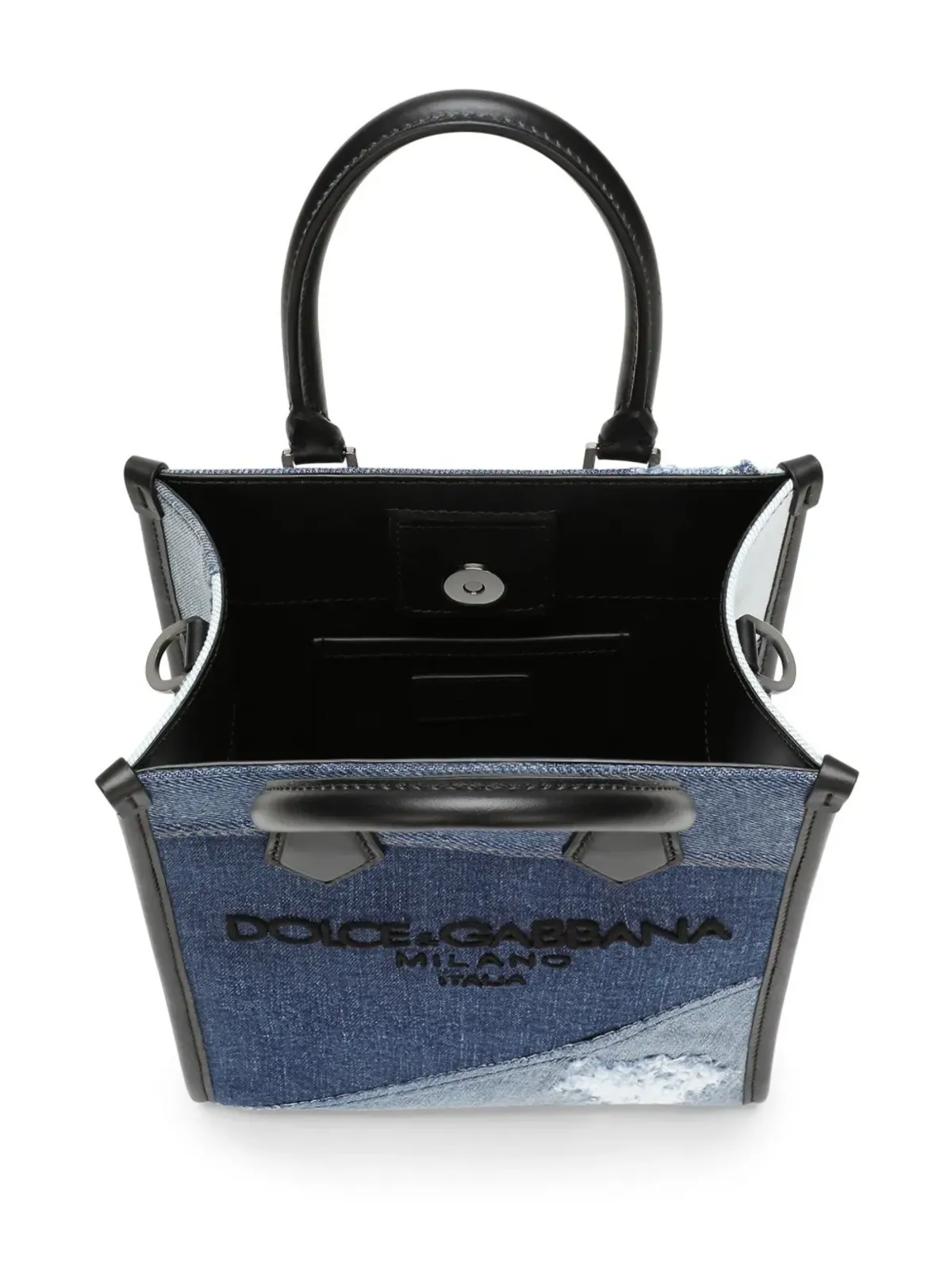 Dolce & Gabbana パッチワーク風ディテール コットン混紡 トートバッグ - ブルー - 画像4