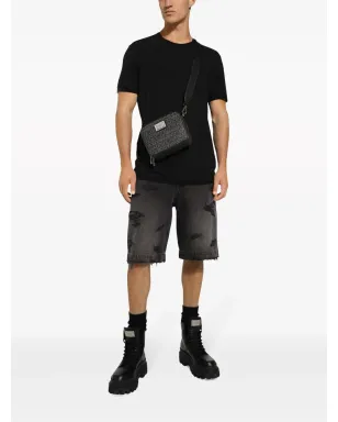 Dolce & Gabbana ロゴプレート モノグラム柄 ショルダーバッグ - ブラック - サムネイル2
