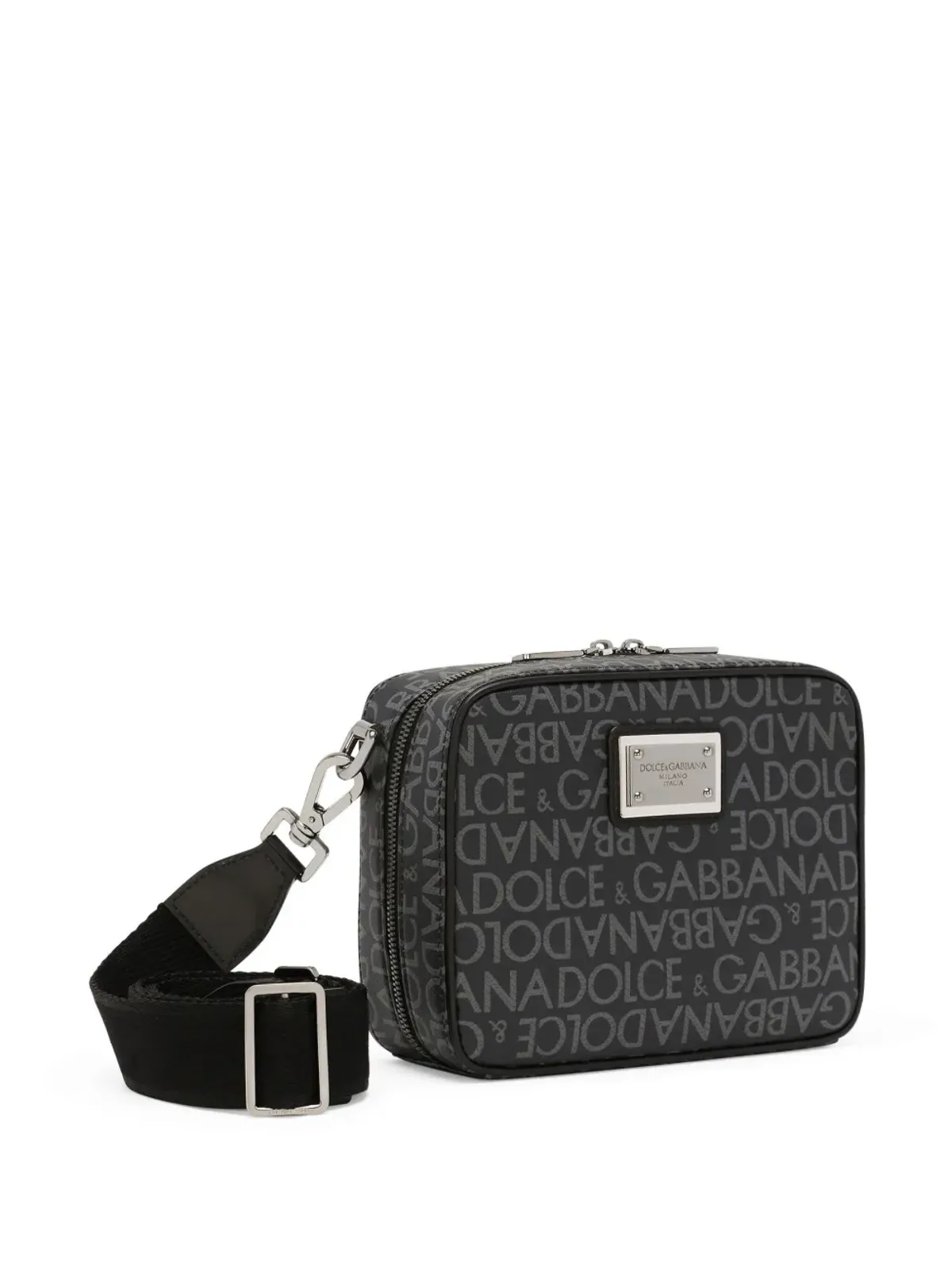Dolce & Gabbana ロゴプレート モノグラム柄 ショルダーバッグ - ブラック - 画像4