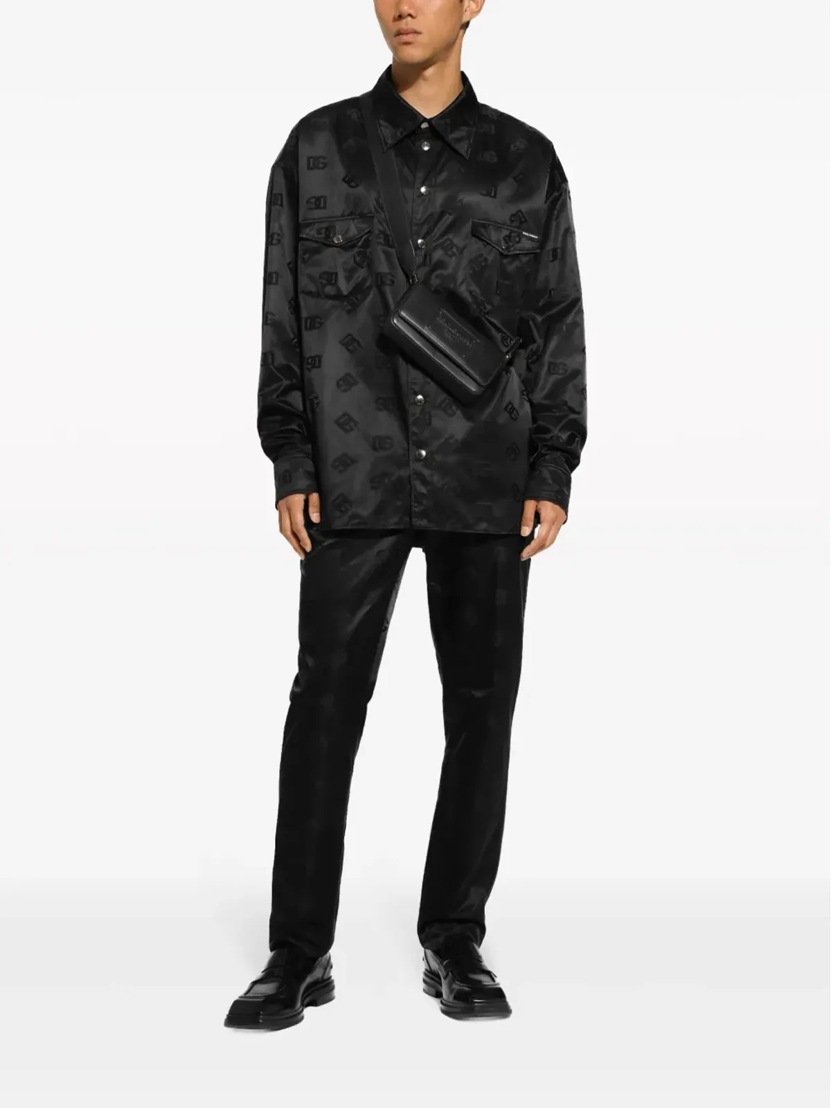 Dolce & Gabbana ロゴエンボス レザー ミニショルダーバッグ - ブラック - 画像2