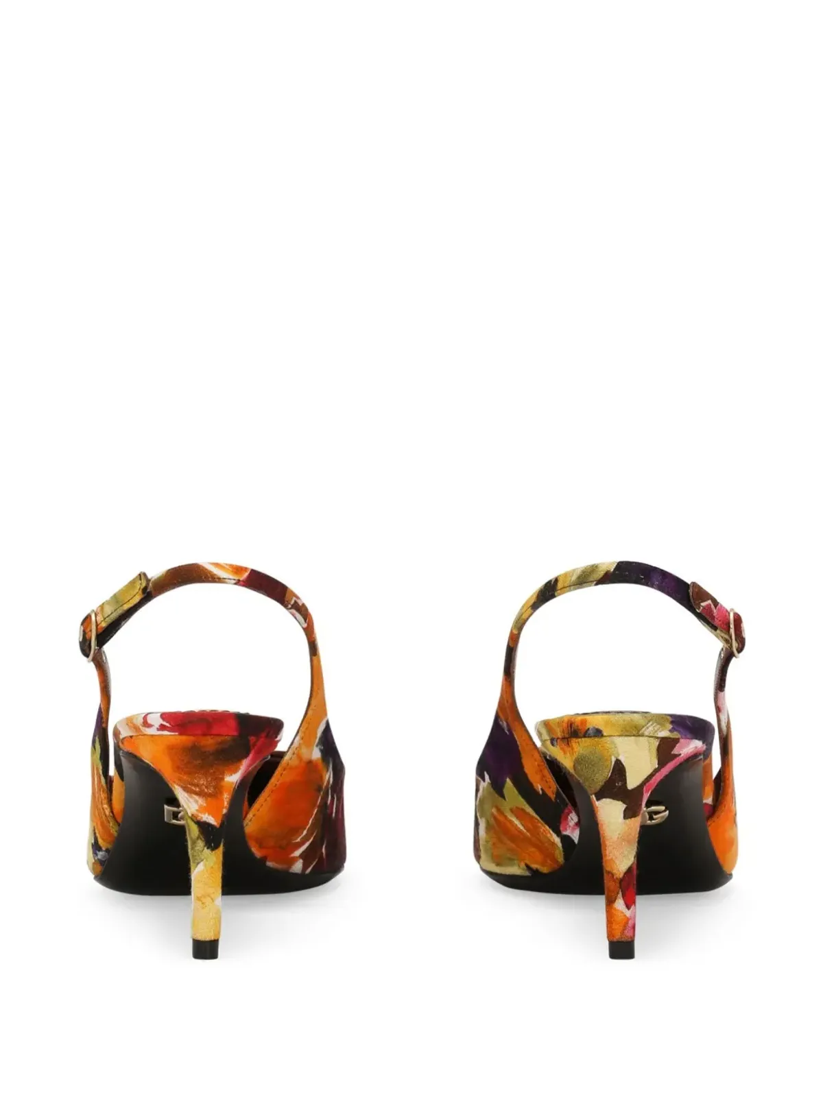 Dolce & Gabbana ブロケードレザー スリングバック パンプス オレンジ - 画像3