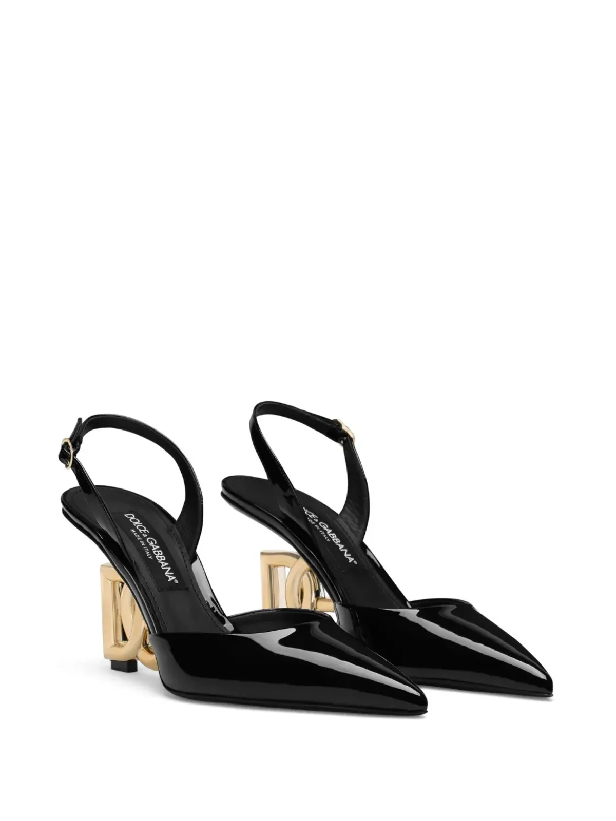 Dolce & Gabbana DG-ヒール レザー スリングバックパンプス ブラック - 画像2